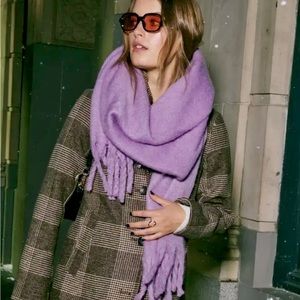 A&F Purple Fringe Neck Scarf